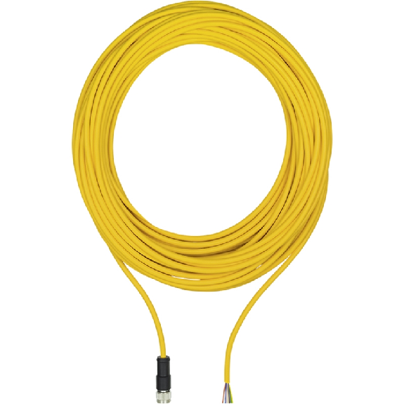 M12A Fem Droit 8p; Câble PUR 8x0.25 Jaune Cpc 5m-Lire la description