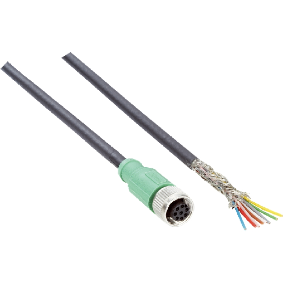 M12A Fem Droit 8p; Câble Blindé 8x0.25 10m (RS-232, RS-422)-Lire la description