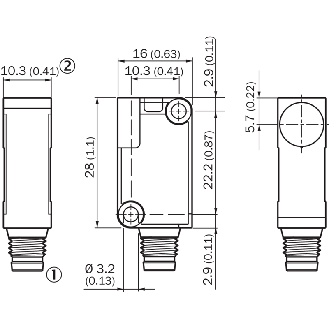 DPM Rect. NPN NO P60mm (MAG-3010-B) Plast. 10-30Vdc / M08 3P-Lire la description