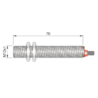 DPM M12 REED NO P10mm noyé 70mm Laiton 250VAC/DC / Câble 2m PVC-Lire la description