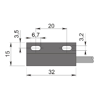 DPM Rect. REED NO/NF 15x32x8mm Plast. 150Vac/dc / Câble 2m PVC-Lire la description