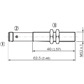 DPM M12 PNP NO P90mm 62.5(40)mm Laiton 10-30Vdc / M12 4P-Lire la description