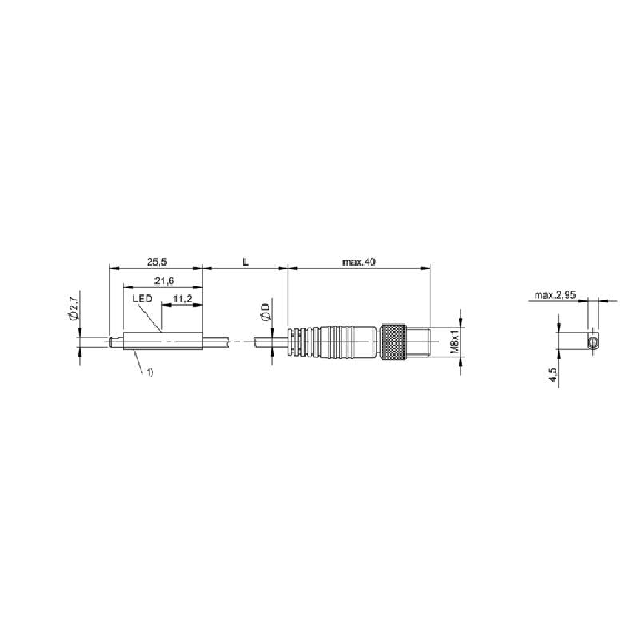 DPM Vérins Divers PNP NO 25.5x3x4.5mm 10-30Vdc / M08 3P+C2,5m-Lire la description