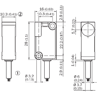 DPM Rect. PNP NO P60mm (MAG-3010-B) Plast. 10-30Vdc / Câble 2m-Lire la description