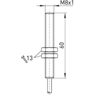 DPM M08 REED 1NO Pmax=39mm noyé lg60mm Laiton / Câble 1m-Lire la description