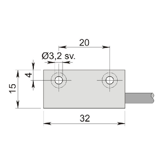 DPM Rect. REED NO 15x32x8mm Alu 230Vac/dc / Câble 2m PVC-Lire la description