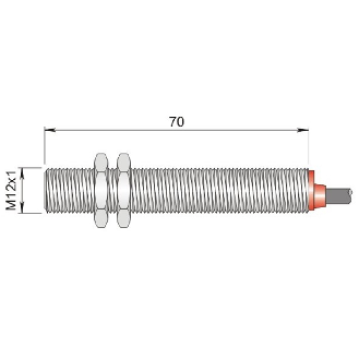 DPM M12 REED NO+NF P10mm noyé 70mm Laiton 500VAC/DC / Câble 2m PVC-Lire la description