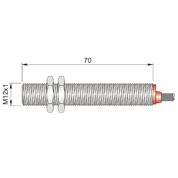 DPM M12 REED NO+NF P10mm noyé 70mm Laiton 500VAC/DC / Câble 2m PVC-Lire la description