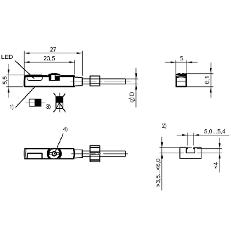 DPM Vérins rainures en T PNP NO lg23.5mm 10-30Vdc / Câble 2m PUR-Lire la description