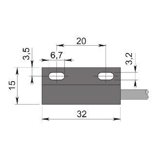 DPM Rect. REED NO 15x32x8mm Plast. 230Vac/dc / Câble 2m PVC-Lire la description