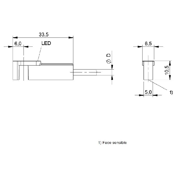 DPM Vérins 2 fils AC NO 33.5x5x10.5 6-240Vac/dc / Câble 3m PVC-Lire la description