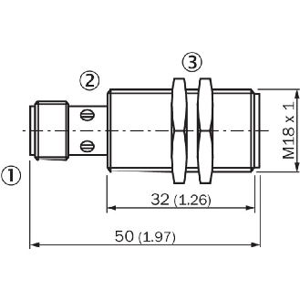DPM M18 PNP NF P70mm (sur MAG-3010-B) lg50(32)mm Laiton / M12 4P-Lire la description
