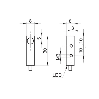 DPM Rect. PNP NF P60mm (sur aimant MMRH BA31X15) 8x8x30mm / Câble 2m-Lire la description