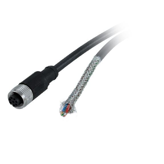 M12A Fem Droit 8p; Câble PUR Blindé 8x0.25 Noir Cpc 10m-Lire la description