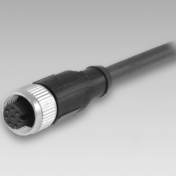 M12A Fem Droit 8p; Câble PUR Blindé 8x0.25 Noir Cpc 10m-Lire la description
