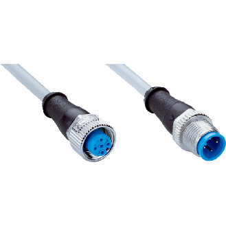 M12A Fem Droit 4p/M12A Mâle Droit 4p; Câble PVC 4x0.34 Gris Cpc 20m-Lire la description