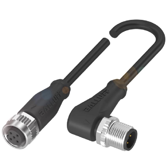 M12A Fem Droit 5p/M12A Mâle Coudé 4p; PUR 4x0.34 Noir Cpc 1.5m-Lire la description