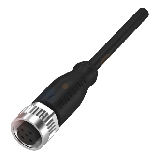M12A Fem Droit 5p; Câble PUR Soudage 4x0.34 Noir Cpc 1m-Lire la description