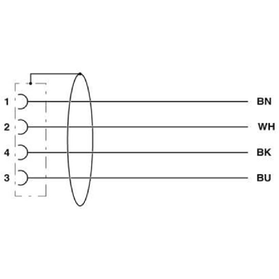 M08A Fem Coudé 4p; Câble PUR Blindé 4x0.25 Gris/Noir 3m-Lire la description