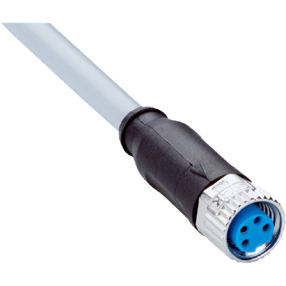 M08A Fem Droit 4p; Câble PVC 4x0.25 Gris 5m-Lire la description