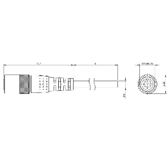M16 Fem Droit 8p Inox; Câble PUR Blindé (4x2)x0.25 Noir 25m (60V)-Lire la description
