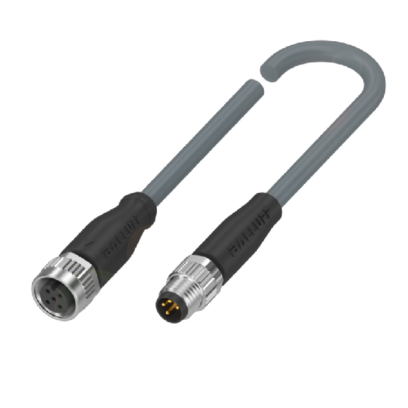 M12A Fem Droit 5p/M8A Mâle Droit 4p; Câble PVC 4x0.34 Gris Cpc 0.6m-Lire la description