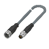 M12A Fem Droit 5p/M8A Mâle Droit 4p; Câble PVC 4x0.34 Gris Cpc 0.6m
