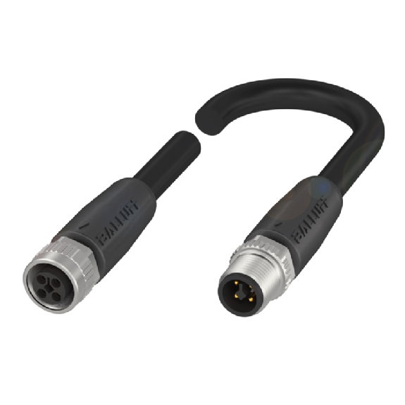 M12T Fem Droit 4p/M12T Mâle Droit 4p; PUR 4x1.5 Noir Cpc 2m-Lire la description
