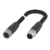 M12T Fem Droit 4p/M12T Mâle Droit 4p; PUR 4x1.5 Noir Cpc 2m