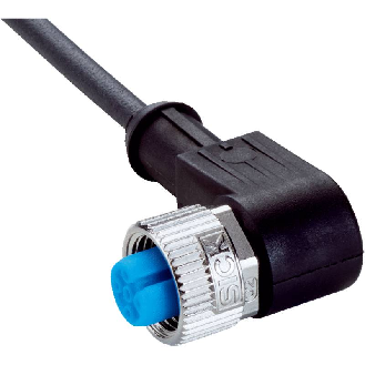 M12A Fem Coudé 5p; Câble PUR 5x0,34 Cpc Noir 2m-Lire la description