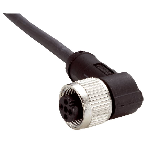 M12A Fem Coudé 4p; Câble PUR 4x0.75 Noir Cpc 5m-Lire la description