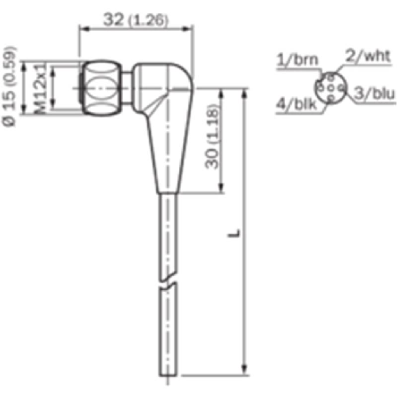 M12A Fem Coudé 4p Inox V4A F&B; Câble PP 4x0.34 Gris 5m-Lire la description