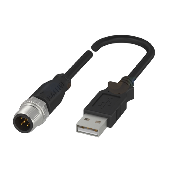 M12A Mâle Droit 5p/USB-A Mâle Droit 4p; Câble PVC Noir 1.8m-Lire la description