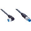 M08A Fem Coudé 3p/M08A Mâle Droit 3p; PUR 3x0.25 Noir Cpc 1,5m