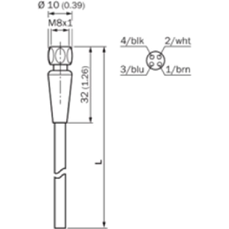 M08A Fem Droit 4p Inox V4A F&B; Câble PP 4x0.34 Gris Cpc 5m-Lire la description