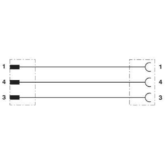 M08A Fem Coudé 3p/M08A Mâle Coudé 3p; Câble PUR 3x0,25 Gris Cpc 0.3m-Lire la description
