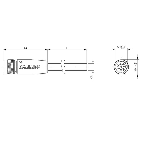 M12A Fem Droit 8p; Câble PUR Blindé 8x0.25 Noir Cpc 5m-Lire la description