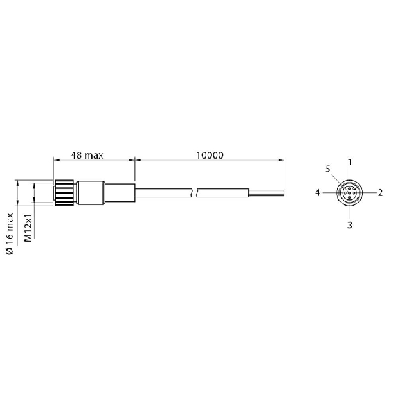 M12A Fem Droit 5p; Câble PVC 10m M12A Fem Droit 5p; Câble PVC 10m-Lire la description