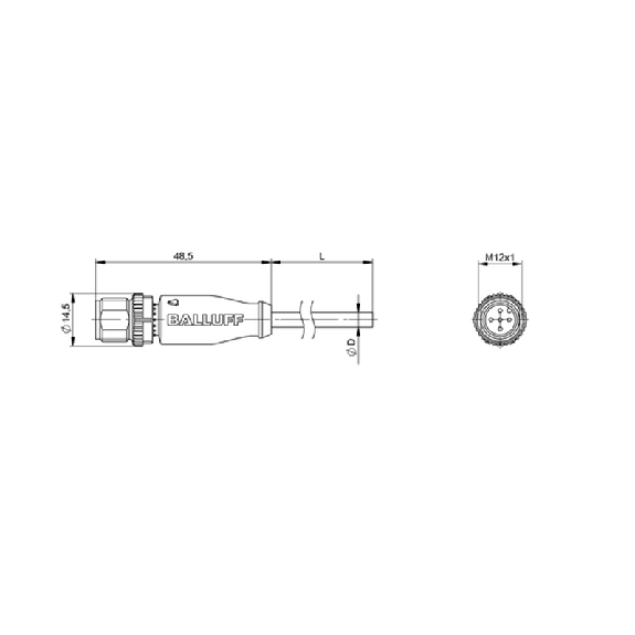 M12A Mâle Droit 5p; Câble PUR 5x0.34 Noir Cpc 2m (60V) M12A Mâle Droit 5p; Câble PUR 5x0.34 Noir Cpc 2m (60V)-Lire la description