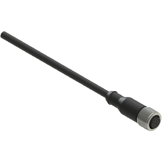 M12A Fem Droit 12p; Câble PVC 12 fils Noir 5m-Lire la description