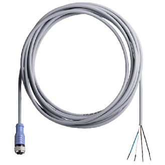 M12 Fem Droit 4p; Câble PVC 4x0.34 Gris 5m-Lire la description