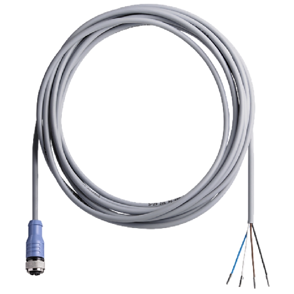 M12 Fem Droit 4p; Câble PVC 4x0.34 Gris 5m-Lire la description