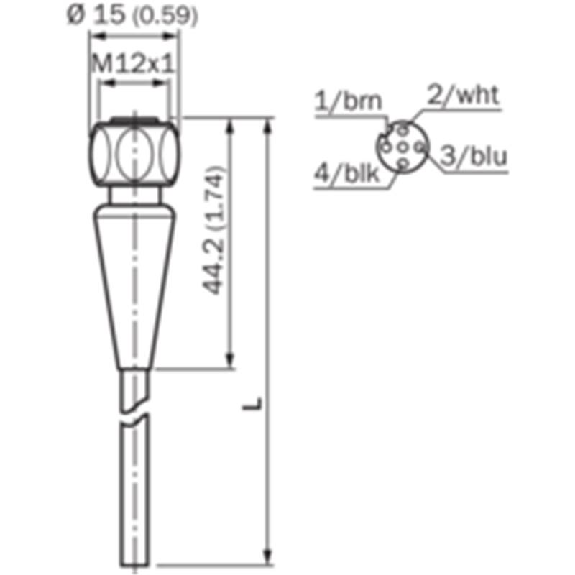 M12A Fem Droit 4p Inox V4A F&B; Câble PP 4x0.34 Gris 2m-Lire la description