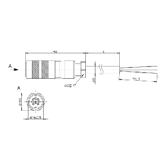 M16 Fem Droit 8p; Câble PUR Blindé 8x0.25 Noir Cpc 50m-Lire la description
