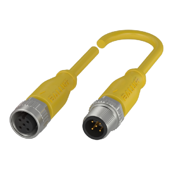 M12A Fem Droit 5p/M12A Mâle Droit 5p; PUR 5x0.34 Jaune 5m-Lire la description