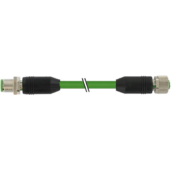 M12A Fem Droit 6p/M12A Mâle Droit 6p; PUR Blindé Vert Cpc 30m M12A Fem Droit 6p/M12A Mâle Droit 6p; PUR Blindé Vert Cpc 30m-Lire la description