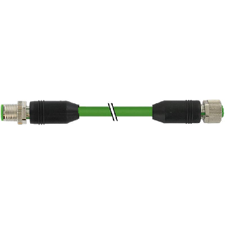 M12A Fem Droit 6p/M12A Mâle Droit 6p; PUR Blindé Vert Cpc 30m-Lire la description