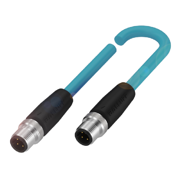 M12D Mâle Droit 4p/M12D Mâle Droit 4p; TPE Blindé AWG24 Bleu Cpc 0.6m-Lire la description