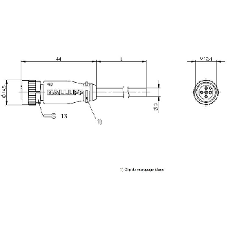 M12A Fem Droit 5p; Câble PUR 4x0.34 Noir 10m (250V)-Lire la description