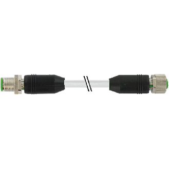 M12A Fem Droit/M12A Mâle Droit; PUR/PVC Blindé 4x0,34 Gris 2m-Lire la description